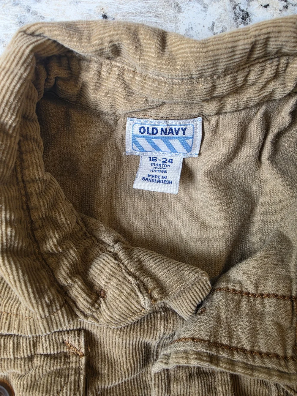 Vintage Y2K Old Navy Tan Corduroy Long Sleeve Shirt - 18-24 Months